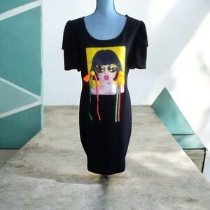Stylish Black Dress with Colorful Graphic